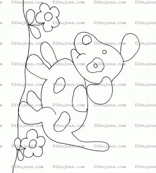Dibujo para colorear Colorear Perrito con dos flores