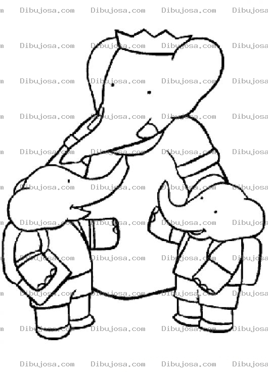 Dibujo para colorear Dibujo Del Rey Elefante Con Sus Dos Hijos Para Pintar Y Colorear