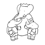 Dibujo para colorear Dibujo Del Rey Elefante Con Sus Dos Hijos Para Pintar Y Colorear