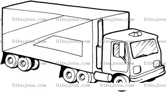 Dibujo para colorear Dibujo De Camion De 5 Ejes Con Furgon Para Pintar Y Colorear