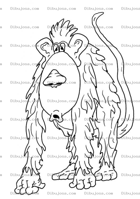 Dibujo para colorear Dibujo De Mono Peluldo Para Pintar Y Colorear