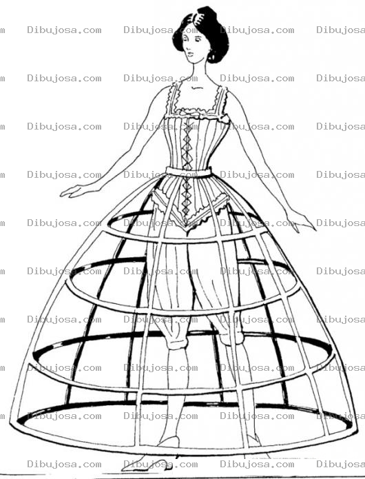 Dibujo para colorear Dibujo De Fustan Antiguo Para Pintar Y Colorear Armazon De Vestido Chasis De Falda Para Imprimir