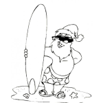 Dibujo para colorear Dibujo De Santa Surfista Para Pintar Y Colorear Viejito Pascuero Con Tabla De Surf