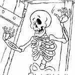 Dibujo para colorear Calavera Feliz Entrando Por La Puerta Para Pintar Y Colorear