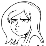 Dibujo para colorear Dibujo De Nina Rubia Enojada Para Pintar Y Colorear