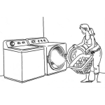 Dibujo para colorear Dibujo De Mujer Lavando Ropa En Maquina De Lavar Ropa Para Pintar Y Colorear
