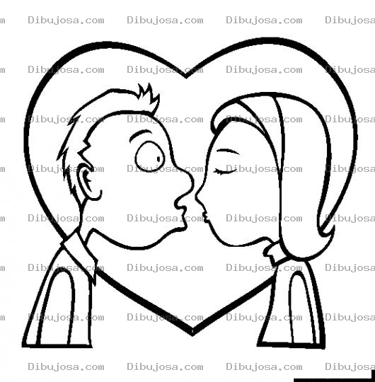 Dibujo para colorear Dibujo De Beso En La Boca Con Ojos Abiertos Para Pintar Y Colorear