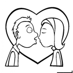 Dibujo para colorear Dibujo De Beso En La Boca Con Ojos Abiertos Para Pintar Y Colorear