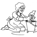 Dibujo para colorear Dibujo De Mujer Escurriendo Un Trapeador Para Pintar Y Colorear Senora Limpiando El Piso