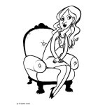Dibujo para colorear Dibujo De Mujer Elegante Sentada En Un Sofa Para Pintar Y Colorear