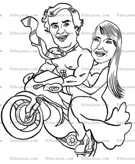 Dibujo para colorear Dibujo De Pareja De Novios En Moto Para Pintar Y Colorear