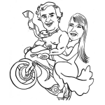 Dibujo para colorear Dibujo De Pareja De Novios En Moto Para Pintar Y Colorear