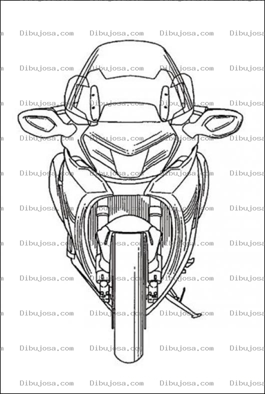 Dibujo para colorear Dibujo De Motocicleta De Carreras De Frente Para Pintar Y Colorear
