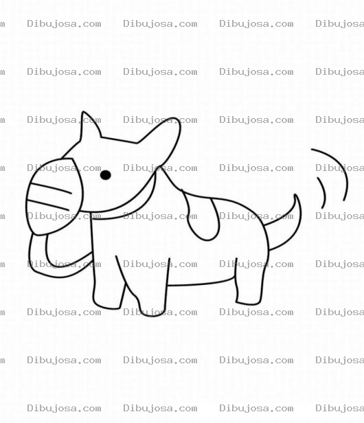 Dibujo para colorear Colorear perro con macarilla