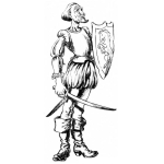 Dibujo para colorear Don Quijote De La Mancha Con Espada Y Escudo Para Pintar Y Colorear A Donquijote