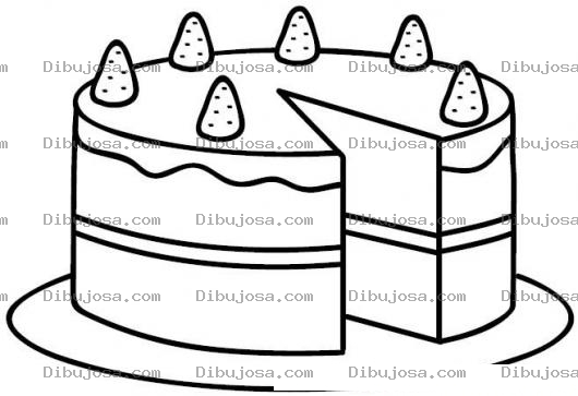 Dibujo para colorear Pastel De Fresas Con Crema Para Pintar Y Colorear