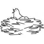 Dibujo para colorear Dibujo De Pajarito Cuidando Huevos En Su Nido Para Pintar Y Colorear