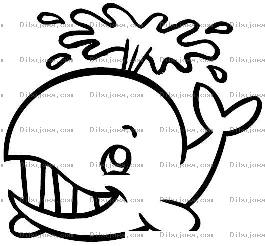 Dibujo para colorear Dibujo De Ballenita Para Pintar Y Colorear Ballena Tirando Chorro De Agua Por La Cabeza