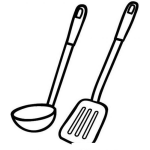 Dibujo para colorear Cucharon Y Espatula Para Pintar Y Colorear Implementos De Cocina