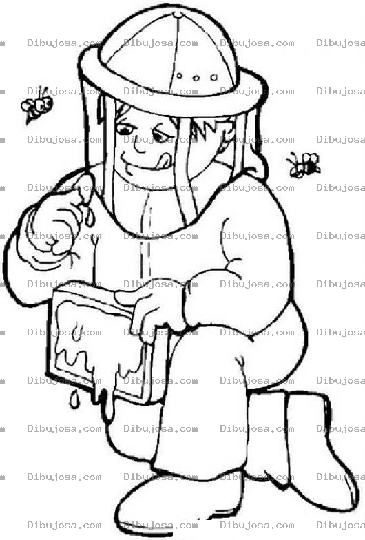 Dibujo para colorear Dibujo De Apicultor Sacando Miel Para Pintar Y Colorear