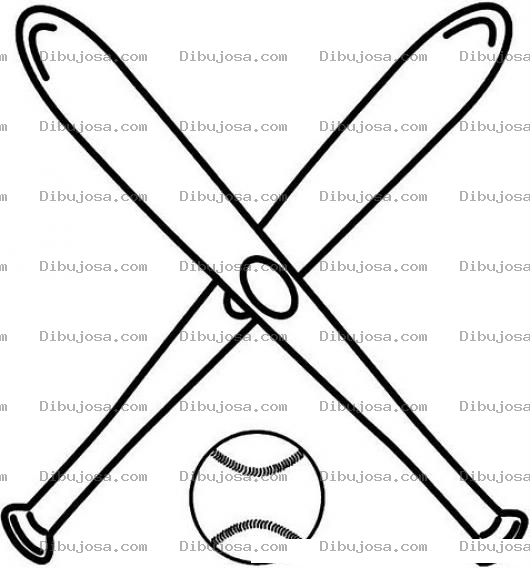 Dibujo para colorear 2 Bates De Beisbol Con 1 Pelota De Beis Para Pintar Y Colorear