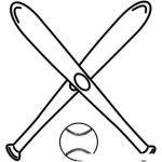 Dibujo para colorear 2 Bates De Beisbol Con 1 Pelota De Beis Para Pintar Y Colorear