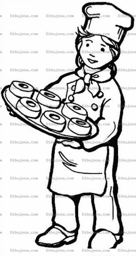 Dibujo para colorear Dibujo De Mujer Panadera Con Donas Para Pintar Y Colorear