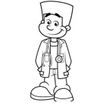 Dibujo para colorear Dibujo De Doctor Jovencito Para Pintar Y Colorear Medico Negrito Con Pelo De Flap Top