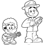 Dibujo para colorear Dibujo De Nino Con Guitarra Y Hombre Con Pandereta Para Pintar Y Colorear Musicos Ambulantes