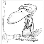 Dibujo para colorear Dibujo De Pajaro Feo Parado En La Rama De Un Arbol Para Pintar Y Colorear