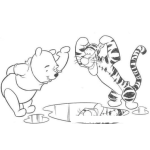 Dibujo para colorear Dibujo De Winnie De Pooh Y Tiger Reflejandose En Un Charco De Agua Para Pintar Y Colorear