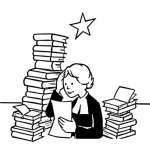 Dibujo para colorear Jueza Leyendo Libros Para Pintar Y Colorear