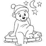 Dibujo para colorear Colorear Osito Sobre Tempano De Hielo A Media Noche Con Estrellas En El Cielo