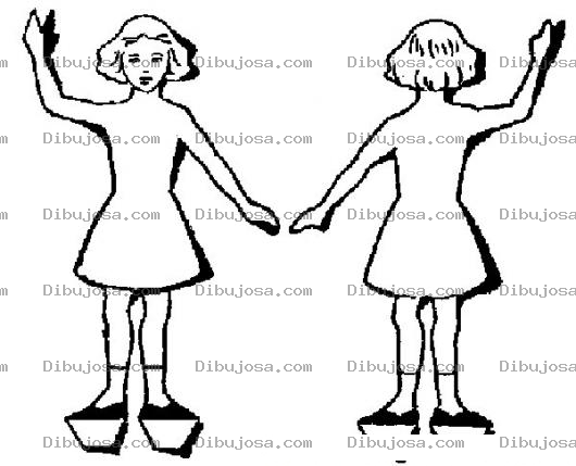 Dibujo para colorear Dibujo De Nina En Vestido Para Imprimir Recortar Y Colorear De Frente Y Por Detras