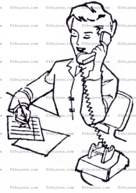 Dibujo para colorear Dibujo De Secretaria Llamando Por Telefono Haciendo Citas Por Telemarketing Para Pintar Y Colorear