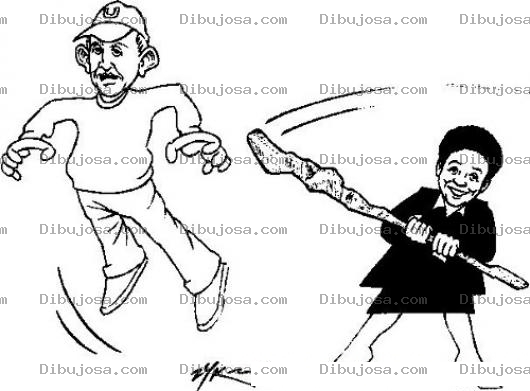 Dibujo para colorear Dibujo De Hombre Bateado Golpeado Con Un Palo Para Pintar Y Colorear