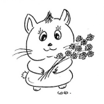Dibujo para colorear Hamstersita Con Ramo De Flores Para Pintar Y Colorear Hamsterscita Con Floresitas