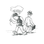 Dibujo para colorear Dibujo De Hombre Desempleado Acarreando Su Nube De Mala Suerte Para Pintar Y Colorear