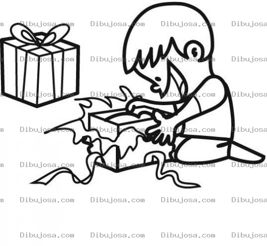 Dibujo para colorear Dibujo De Nino Destapando Un Regalo Para Pintar Y Colorear Nene Abriendo Regalos De Navidad