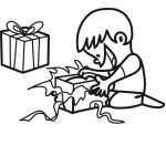 Dibujo para colorear Dibujo De Nino Destapando Un Regalo Para Pintar Y Colorear Nene Abriendo Regalos De Navidad