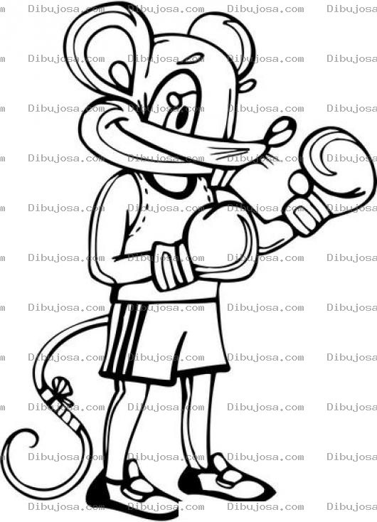 Dibujo para colorear Dibujo De Raton Boxedor Para Pintar Y Colorear