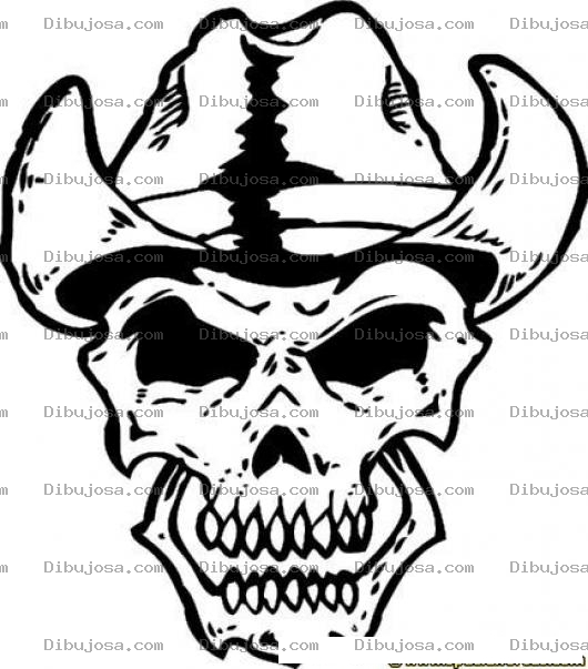 Dibujo para colorear El Vaquero De La Muerte Para Pintar Y Colorear Dibujo De Craneo Con Sombrero Vaquero