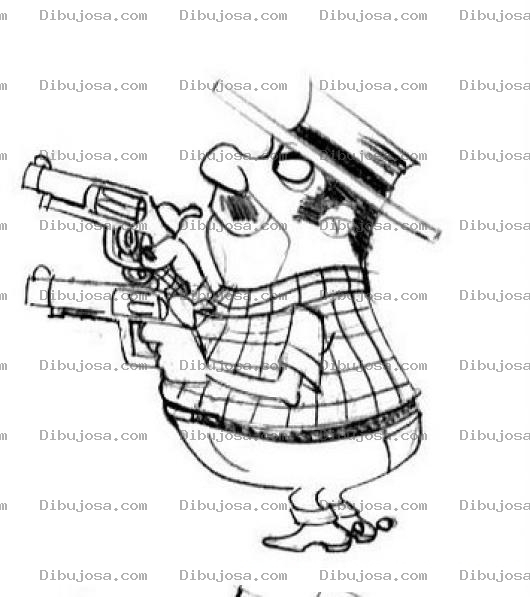 Dibujo para colorear Dibujo De Vaquero Grodito Con Dos Pistolas Para Pintar Y Colorear