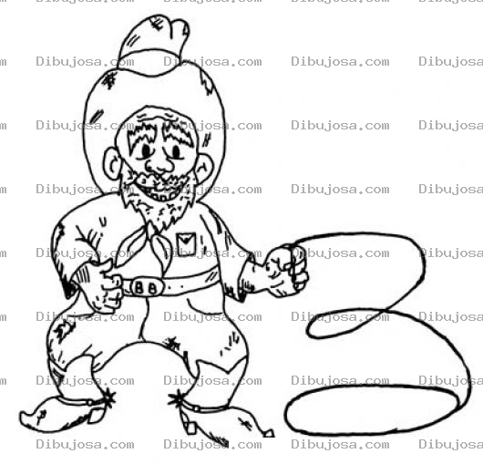 Dibujo para colorear Dibujo De Cowboy Con Latigo Para Colorear