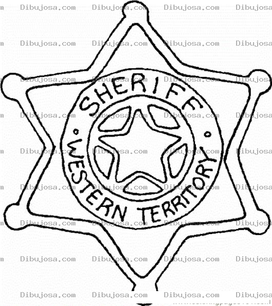 Dibujo para colorear Estrella De Sheriff Para Pintar Y Colorear Placa De Alguacil