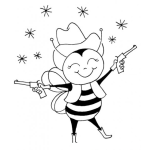 Dibujo para colorear Abejita Vaquera Con Sombrero Pistolas Y Botas Para Pintar Y Colorear