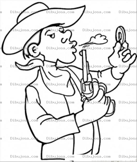 Dibujo para colorear Vaquero Disparandole A Una Moneda Para Pintar Y Colorear