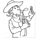 Dibujo para colorear Vaquero Disparandole A Una Moneda Para Pintar Y Colorear