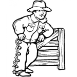 Dibujo para colorear Dibujo De Vaquero Recostado Sobre Un Potrero Para Pintar Y Colorear