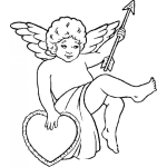 Dibujo para colorear Dibujo De Cupido Sentado Para Pintar Y Colorear